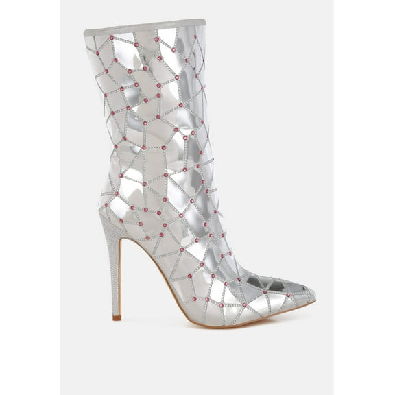 Echostage Rhinestones Embellished Metallic Boots