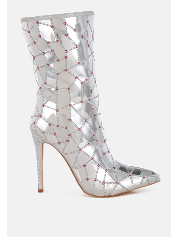 Echostage Rhinestones Embellished Metallic Boots