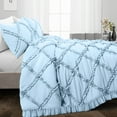 thumbnail image 2 of CCNY 1000 TC 100% Egyptian Cotton Duvet Cover with 2 Matching Pillowcases Queen/Full Size Diamond Ruffle Pattern, Zipper Closure, Corner Ties (Light Blue), 2 of 7