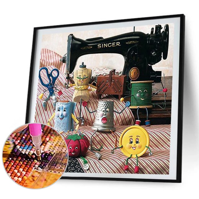 Cuadros Decorativos 5D DIY Diamond Painting Kits Full Square Drill Máquina de coser Mosaico Picture Set Wdftyju embutido en tela