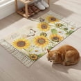 thumbnail image 6 of Bathroom Rug 2'x 3', Sunflower Farmhouse Woven Cotton Washable Rug with Tassels, Spring Summer Retro Floral Butterflies Non Slip Front Door Mat for Entrance, Doorway, Hallway, Laundry Room, 6 of 9