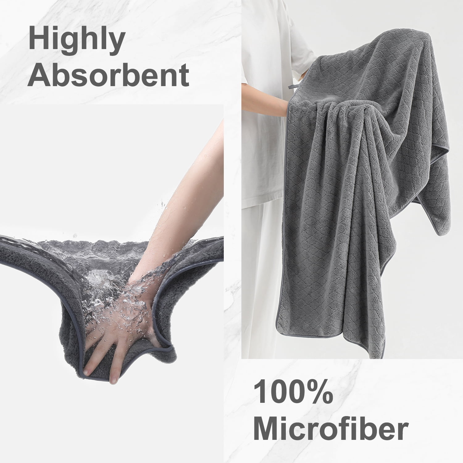 Smuge 18 Pcs Bath Towel Sets, Include 6 Bath Sheet Towels, 6 Hand Towels, 6 Washcloths, Soft Microfiber Highly Absorbent Shower Towel for Bathroom Gym Spa(Dark Gray)