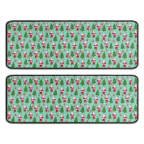 Kitchen Rugs Sets Of 2,Light Blue Christmas Santa and Tree Pattern Anti Fatigue Kitchen Mat Rugs Non Slip Washable,Decorative Kitchen Floor Mats for Kitchen,Sink,Laundry,17"x47" 17"x47"