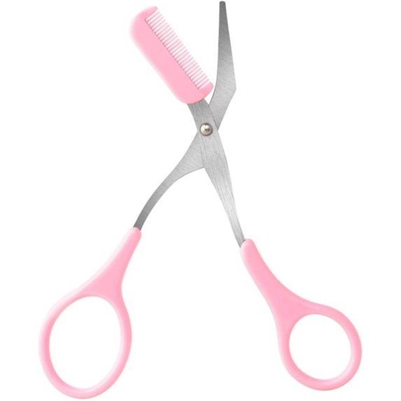 Nogis Eyebrow Trimmer Scissors with Comb, Professional Precision Trimmer Eyebrow Eyelash Hair Remover, Hair Grooming Shaping Cut Scissors Beauty Tool for Men Women, Pink
