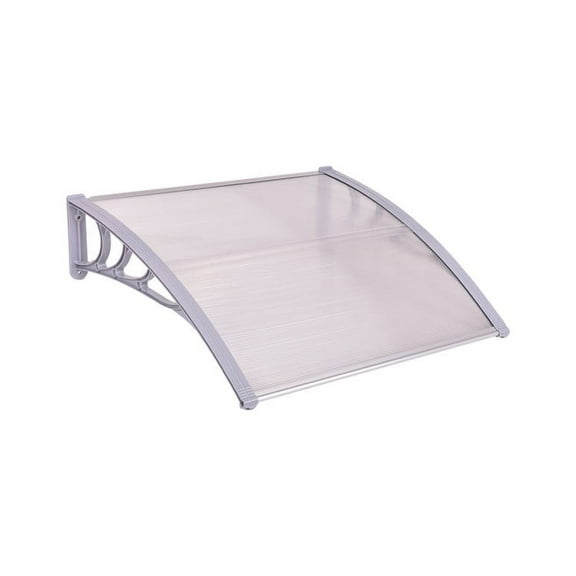 GVN 40 x 40 Inch Outdoor Polycarbonate Front Door Window Awning Canopy-Gray, Entry Door Outdoor Window window Awning, Front Door Overhang Awning for Sun Shutter, Snow Protection, Hollow Sheet