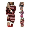 thumbnail image 6 of Seyurigaoka Women's Juniors Christmas Sweater Dress, Long Sleeve Round Neck Knit Dress, 6 of 7
