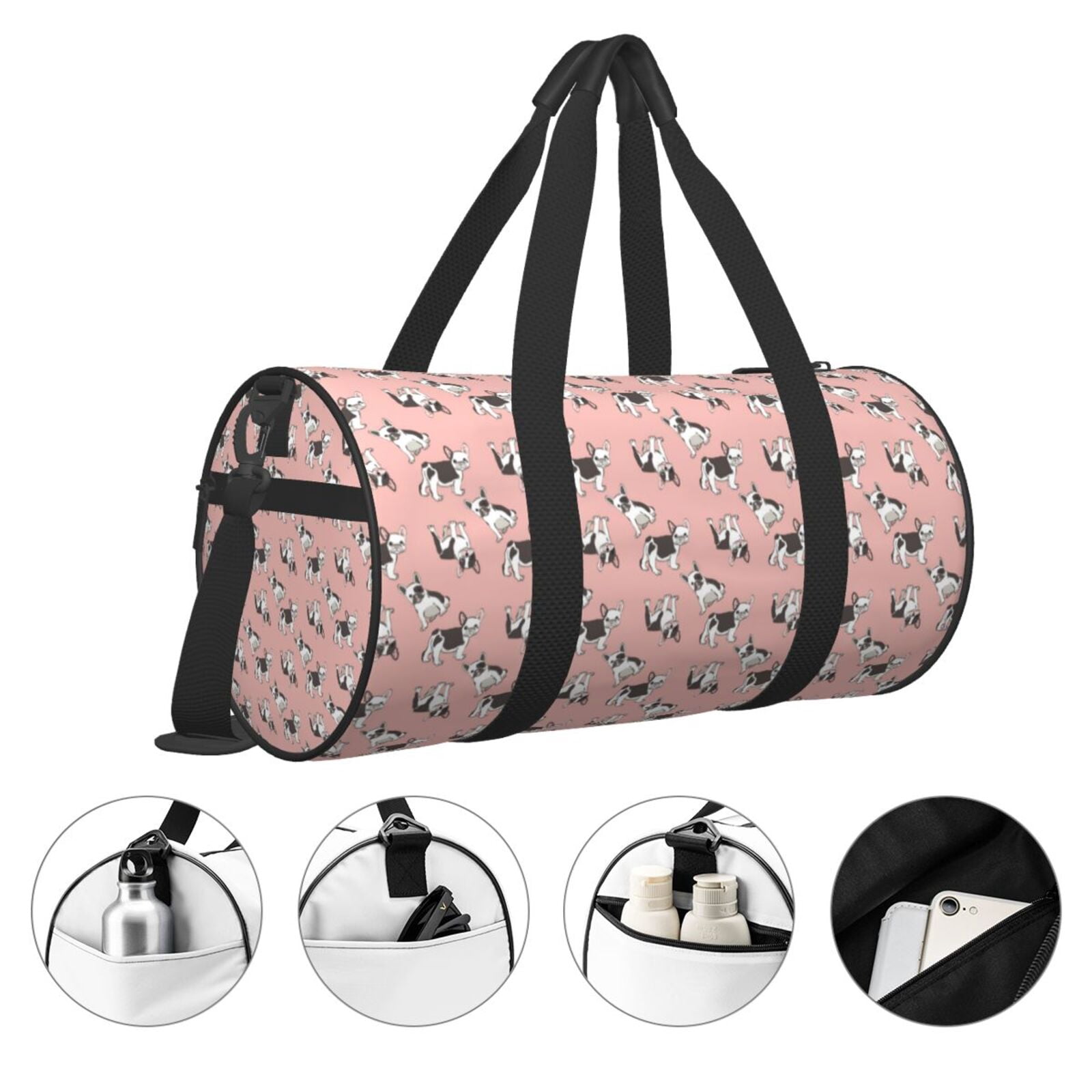 Vsdgher French Bulldog 1 45L Foldable Duffel Bag, Sports Gym Bag,Overnight Bag, Portable Weekender Bag for Airplanes