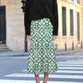thumbnail image 4 of Summer Maxi Skirts for Women Satin Fashion Boho Long Skirt Trendy Floral High Waist A Line Beach Skirt Vacation Outfit Army Green XXL, 4 of 7