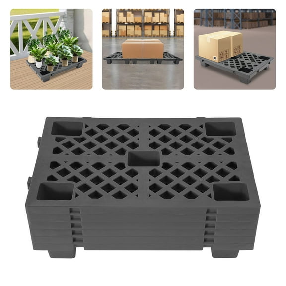 Plastic Pallets, 6 Pcs Interlocking Storage Pallets Black