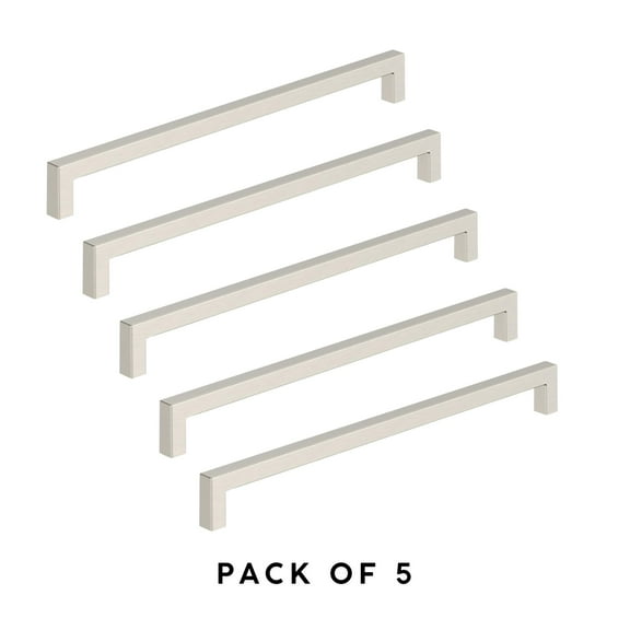 Amerock Monument 10-1/16" (256mm) Center-to-Center Cabinet Pull – Satin Nickel – 5 Pack