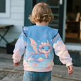 thumbnail image 4 of Uorisanigo Girls Crewneck Ruffle Sleeve Sweatshirt Fall Fashion Pullover Sweaters Casual Blue Dragon Print T-Shirts Toddler Sweatshirt Tops 1-8 Years, 4 of 7