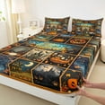 thumbnail image 3 of Feelyou Happy Halloween Bed Sheets, Horror Spooky Jungle Pumpkin King Sheets, Patchwork Plaid Sheet Set, Breathable Home Decor, 4 Pieces, 3 of 7