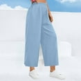 thumbnail image 4 of Up to 65% Off Womens Wide Leg Lounge Pants Sports High Waisted Elastic Pants Solid Color Loose Straight Leg Pants Light Blue L, 4 of 7