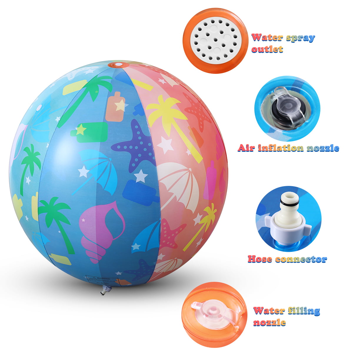 New Water Inflatable Spray Ball Water Jet Ball Kids Beach Sprinkler Outdoor Toy 