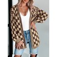 thumbnail image 6 of Eytino Womens Cardigans Checkered Oversized Open Front Plaid Fall Winter Knit Outwear, 6 of 11