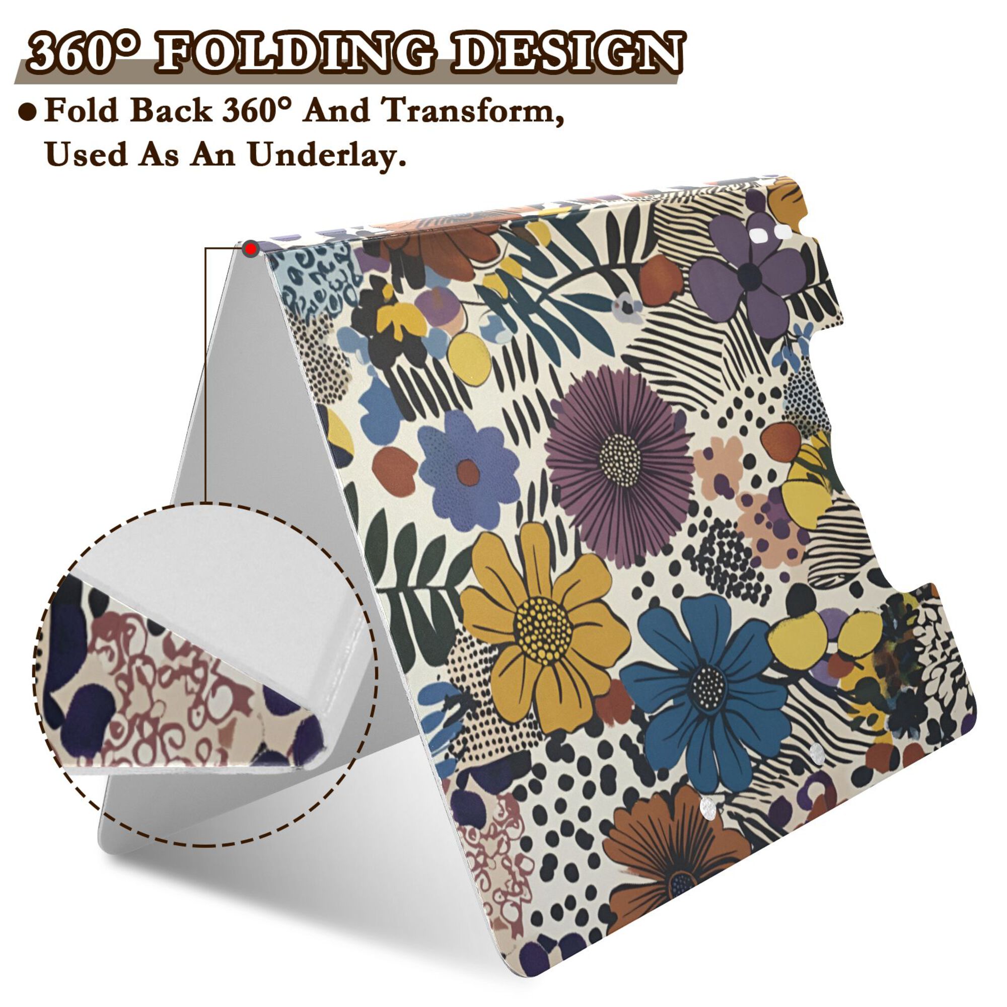 FORMRS A4 Clipboard Folder with Pen Holder Horizontal Foldable School Office Binder, Blue Flowers