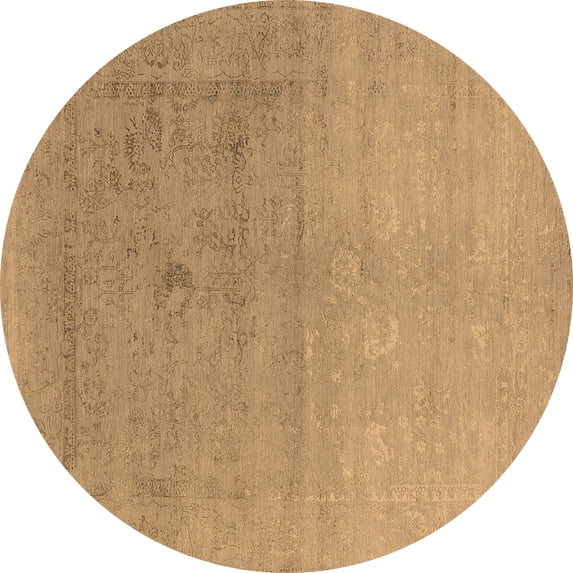 Ahgly Company Indoor Round Oriental Brown Industrial Area Rugs, 8' Round