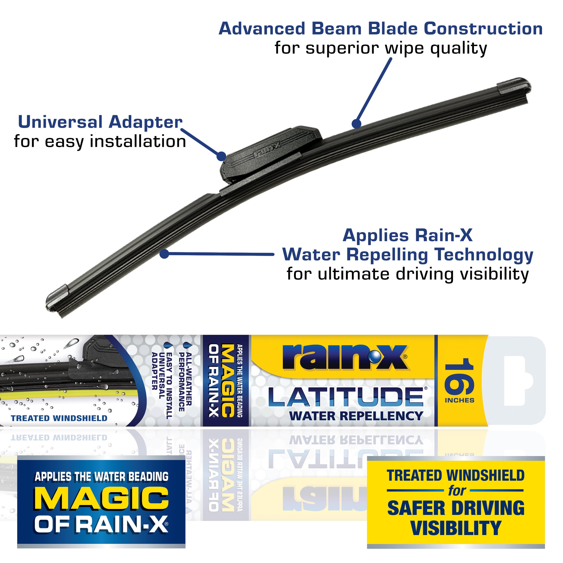 Rain-X Latitude Water Repellency 16' 2-in-1 Windshield Wiper Blade