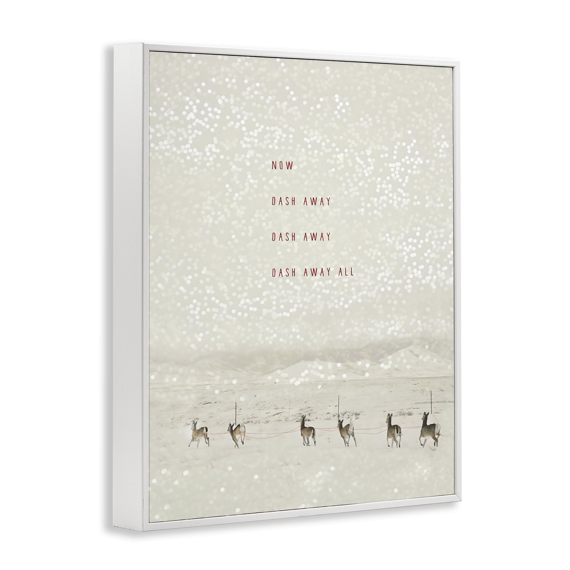 Stupell Industries Dash Away Winter Poem Landscape Painting White Framed Art Prints Wall Art, 16 x 20