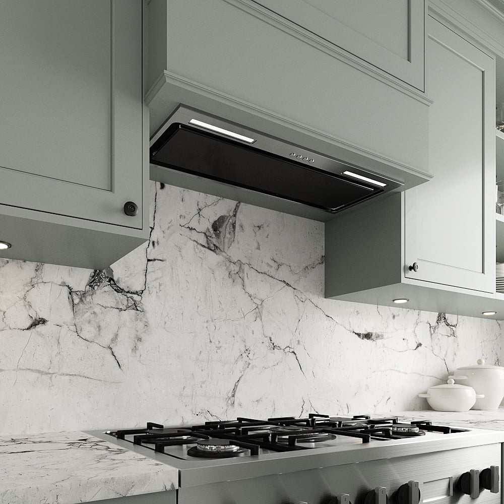 Streamline 28 in. Cupello Convertible Insert 350 CFM Range Hood in Glossy Black with Mesh Filters, Electronic Button Control, LED Lights