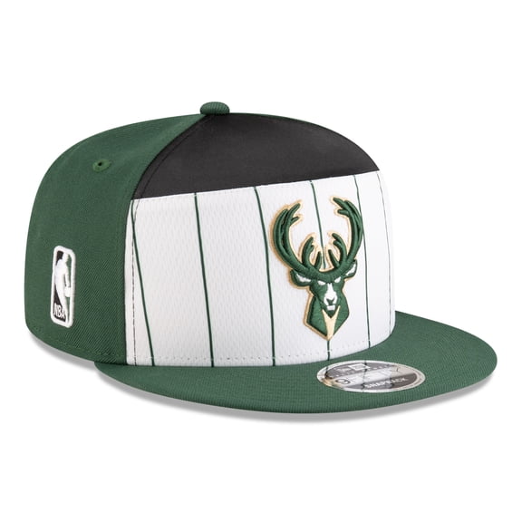 Men's New Era  White/Hunter Green Milwaukee Bucks 2025 NBA Tip Off Split Panel 9FIFTY Snapback Hat
