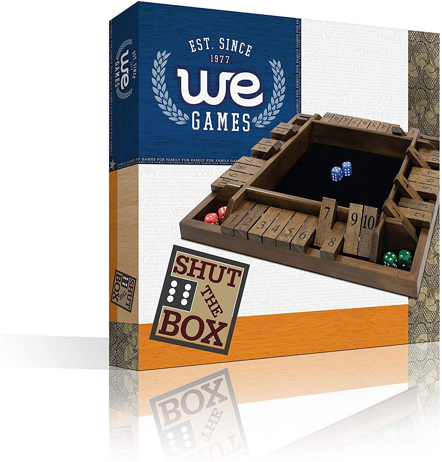 超特価購物 WE Games 4人用 Shut The Box ダイス ボードゲーム 蓋付き ブラックステンドウッド 大きなコーヒーテーブルサイ 