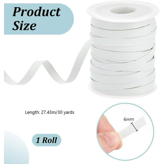 1set 30 Yards Flat Rubber Elastic Cord for Jewelry Making Sewing and Crafting Garment Accessories White 6mm