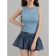 thumbnail image 2 of Niusricy Women's Solid Basic Knit Tank Tops Ladies Sleeveless Slim Vests Crewneck Tight Waistcoats Bow Embroidery Slim Fit Tops Teen Girl Fashion Simply Casual Clothes for Summer, 2 of 8