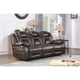 thumbnail image 2 of Oportuna Brown Faux Leather Dual Power Sofa with/Drop Down Table, 2 of 8