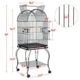 thumbnail image 4 of Renwick Rolling Metal Parrot Cage with Open Top For Small Birds, Black, 59" H, 4 of 9