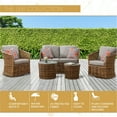 thumbnail image 6 of Mōd Furniture Lexi 5-Piece Boho Outdoor Conversation Set with Hand Woven All-Weather Rattan Wicker, Loveseat, 2 Side Swivel Chairs, 2 Coffee Tables,, 6 of 7