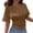 Brown, variant on Womens Crew Neck Half Sleeve Ruched Shirts Summer 2026 Casual Cinched Waist Crop Tops Green M