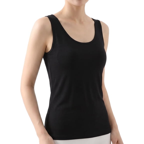 Built-in Bra Lounge Tank, Soft Modal Wirefree Cami with Fixed Pad for Home