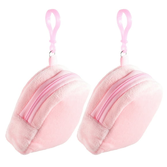 WORGEOUS 2 piezas de monedero de peluche para niños, bolso de peluche para niña, lindo monedero pequeño con llavero.