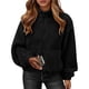 thumbnail image 3 of Abrigo de Mujer Informal con Solapa, Cremallera , Forro , Larga, Corte Oversize, Cálido, Ideal para el Invierno, con Bolsillos Negro L, 3 of 7