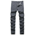 thumbnail image 1 of Lilgiuy Men's Fashionable Striped Plaid Casual Trousers High Elastic Large Size Slim Formal Trousers Cotton Trousers Full Lengrh Pants Athletic-Fit Washed Comfort Stretch Chino Pant, 1 of 5