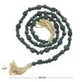 thumbnail image 3 of DecMode Green Wood Bohemian Garland Décor with Geometric Bead Details and Cream Cotton Tassel, 81"L, 3 of 7