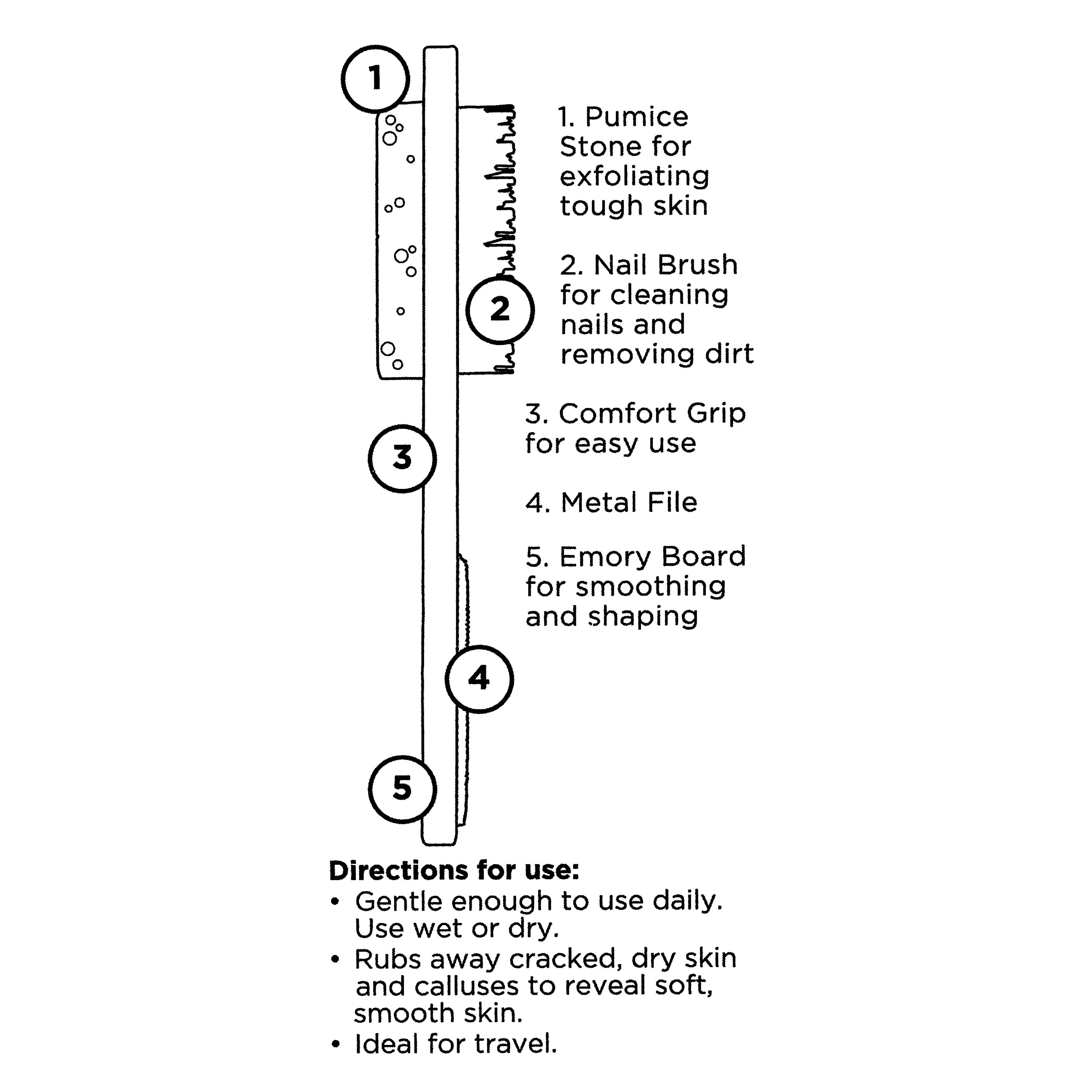 Equate 4in1 Pedicure Paddle, Foot Files Pumice Stones, P