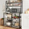 thumbnail image 1 of Bakers Rack with Power Outlet, Coffee Bar with Wire Drawer, Industrial Microwave Stand, Kitchen Buffet Table with Large Storage, 6-Tier Kitchen Storage Rack with Hutch, Rustic Brown, 1 of 9