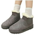 thumbnail image 4 of SEMPAI Christmas Deals Women Plush Solid-Color Fashionable Casual Warm Thick Snow Boots Gray US Size:8, 4 of 5