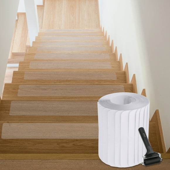 Uxcell Non Slip Stair Treads Tape 15Packs 6"x32" Carpet Mat for Stairs with Roller, Transparent