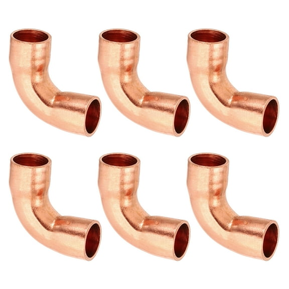 Uxcell 1/4" ID 0.8mm Thick Elbow Copper Fitting 6pcs Short Radius Sweat Solder Pure Copper Tube Connector