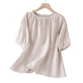 thumbnail image 4 of Zekutng Womens Tops Solid Casual Round Neck Short Sleeves Shirts,Sizes M-2XL, 4 of 9