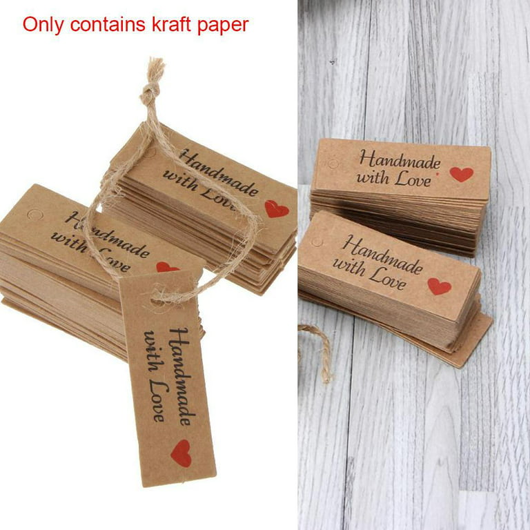 100pcs Kraft Paper Tags with Strings Handmade with Love Hang Tags Garment  Tags for Candy/Gift/