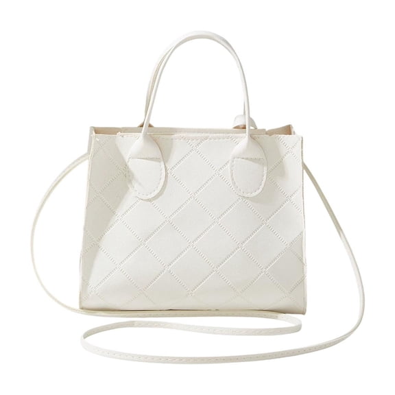 Btomtd Diamond-Quilted Crossbody Bags, Stylish Textured Shoulder Bag and Tote Bag, Casual Stitched Squadrate Handbag, White