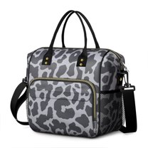 White and Black Of Leopard Print Womens Lunch Box for Work,Insulated Large Lunch Bag for Tween and Teen,Loncheras Para Mujer,Leakproof Adult Lunch Bag for Work,Beach,Travel,Picnic,Camping
