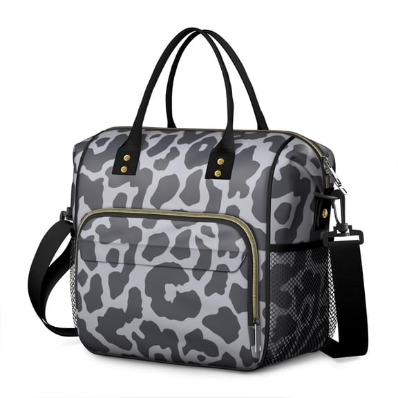 White and Black Of Leopard Print Womens Lunch Box for Work,Insulated Large Lunch Bag for Tween and Teen,Loncheras Para Mujer,Leakproof Adult Lunch Bag for Work,Beach,Travel,Picnic,Camping