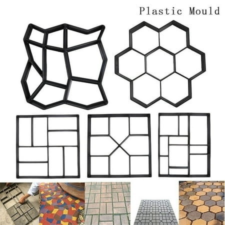 Outdoor Patio Stones 5 Styles Newest Diy Driveway Paving Concrete Stepping Garden Road Mold Pavement Mold Patio Stone Path Walk Maker ()