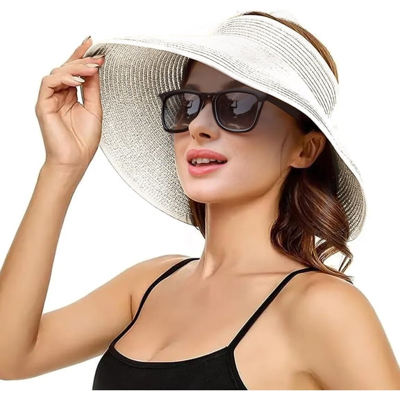 YooGuoGuo Women's Wide Brim Straw Sun Hat UPF 50 UV Protection - Foldable Packable Summer Beach Visor Cap for Outdoor Travel