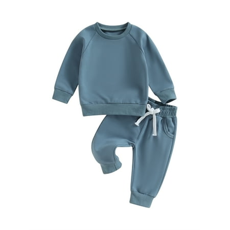 

2PCS Toddler Baby Girl Boy Pants Set Long Sleeve Sweatshirt Pullover Tops + Drawstring Sweatpants